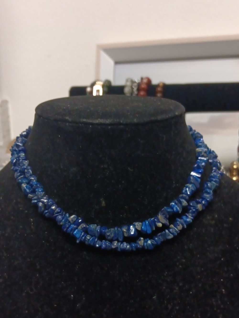 Double Strand Blue Chip Stone Necklace